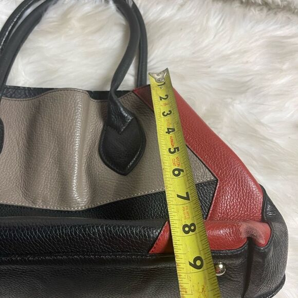 Giorgio Milano made in Italy pebble leather black, taupe & Red shoulder bag - Picture 9 of 13